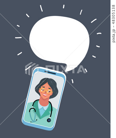 Woman doctor on dark. Speech bubble. 48305138