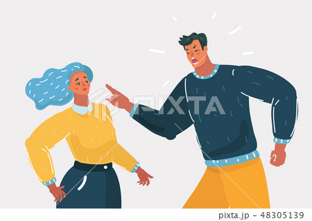 Unhappy young family fighting at home. Unhappy young family fighting at home. 48305139