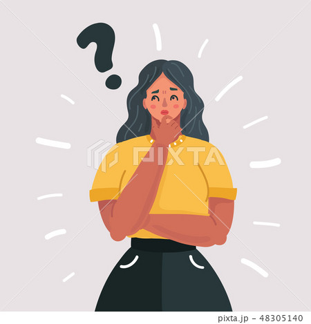 Woman holding a question mark. 48305140