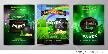 Irish holiday Saint Patrick s Day. Party poster, disco night placard 48305370