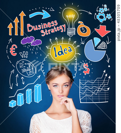 Woman planning her business strategy 48305709