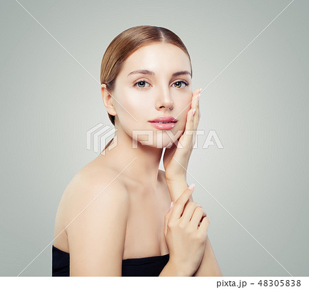 Natural beauty portrait. Young model woman face Natural beauty portrait. Young model woman face 48305838