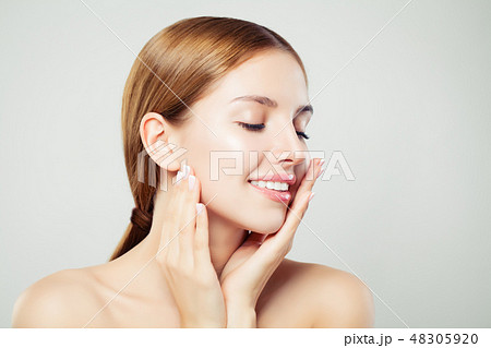 Relaxing woman with closed eyes. Nice girl  48305920