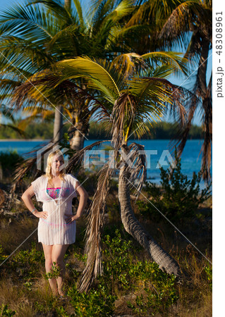 Portrait of young blonde woman at summer 48308961