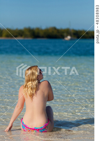 Portrait of young blonde woman at summer Portrait of young blonde woman at summer 48308983