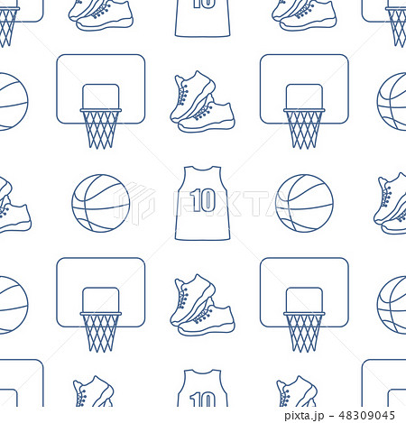 Sports seamless pattern Basketball equipment. 48309045