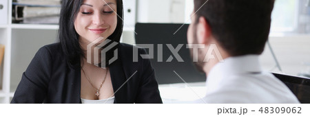 man and woman interview at office man and woman interview at office 48309062