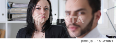 woman and man work at office  48309064