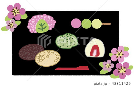和菓子（春）背景黒 48311429