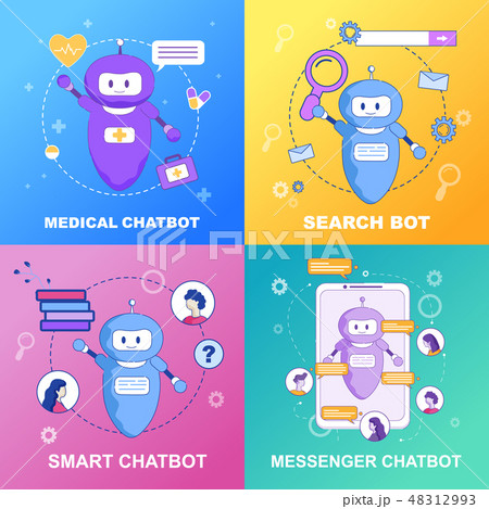 Flat Banner Set Medical Smart Messenger Chatbot. Flat Banner Set Medical Smart Messenger Chatbot. 48312993