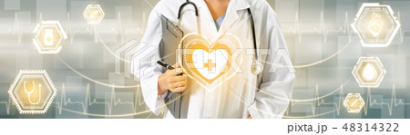 Doctor with Medical Healthcare Graphic in Hospital 48314322