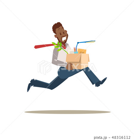 Get Fired. Scared Sad Worker Man Run from Office 48316112