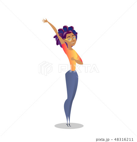 Young Happy Woman Show Thumb and Hand Up Gesture Young Happy Woman Show Thumb and Hand Up Gesture 48316211