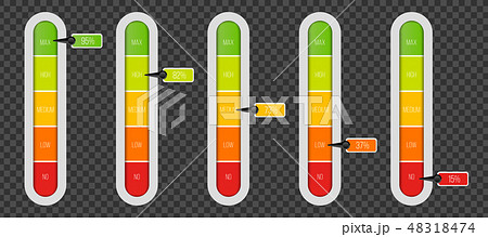 Creative vector illustration of level indicator meter with percentage units isolated on transparent 48318474