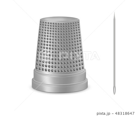 Creative vector illustration of needle, thimble isolated on transparent white background. Art design Creative vector illustration of needle, thimble isolated on transparent white background. Art design 48318647