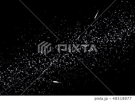 天の川と流れ星 モノクロ のイラスト素材 48318977 Pixta