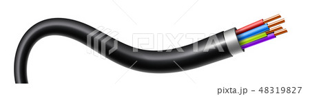 Creative vector illustration of flexible electric copper wires, network curved power cable isolated 48319827