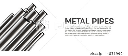 Creative vector illustration of steel, aluminum, copper, metal pipes, profile stack of tube, pvc 48319994