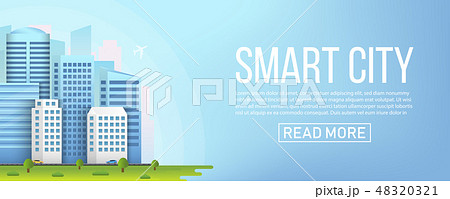 Creative vector illustration of smart city urban landscape isolated on transparent background. Art 48320321