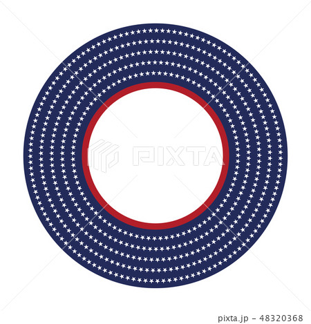 USA star vector pattern round frame. American patriotic circle border with stars and stripes pattern USA star vector pattern round frame. American patriotic circle border with stars and stripes pattern 48320368