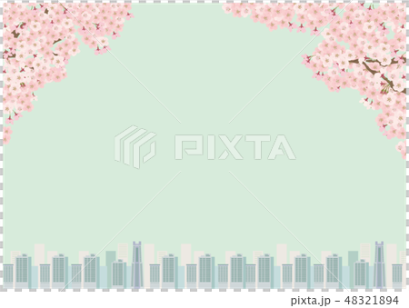 桜 ソメイヨシノ シンプル 背景 イラスト 横のイラスト素材 4214