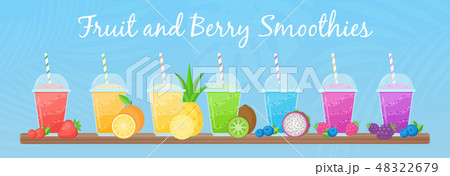 Vitamin smoothie cocktail summer set illustration 48322679