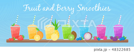 Rainbow natural fruit smoothie colection graphic 48322685