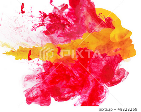 Double exposure of woman face and smoke 48323269