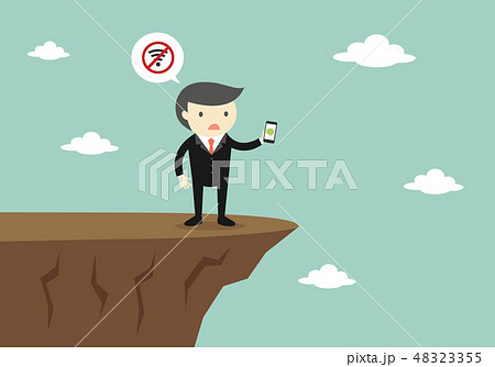 Businessman trying to use smartphone but no signal Businessman trying to use smartphone but no signal 48323355