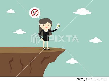 woman trying to use smartphone but no signal. woman trying to use smartphone but no signal. 48323356