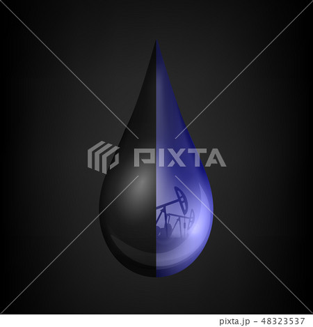 Creative vector illustration of petroleum drop, droplet of a crude gasoline or oil from pump Creative vector illustration of petroleum drop, droplet of a crude gasoline or oil from pump 48323537