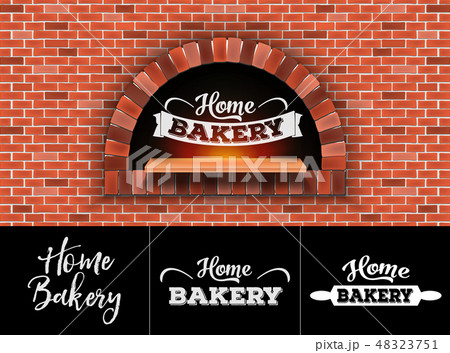 Creative vector illustration of stone brick, pizza firewood oven with fire isolated on transparent 48323751