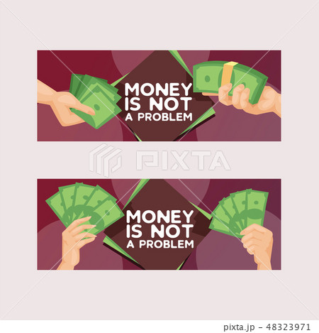 Money vector stack of dollar or currency cash in hands and monetary in bank moneysaving financial 48323971