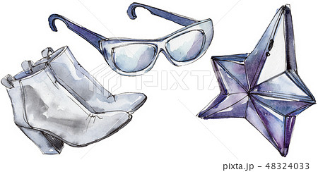 Fashionable sketch glamour illustration in a watercolor style isolated element. Watercolour fashion Fashionable sketch glamour illustration in a watercolor style isolated element. Watercolour fashion 48324033