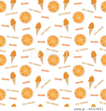 Orange seamless pattern with ice cream. 48324051