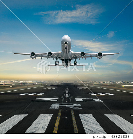 Airplane taking off from the airport. 48325883