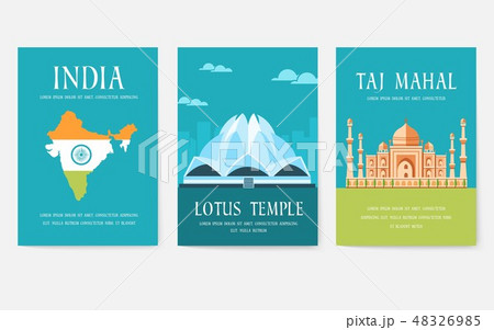 Set of India country ornament travel tour concept. Culture traditional, magazine, book, poster 48326985