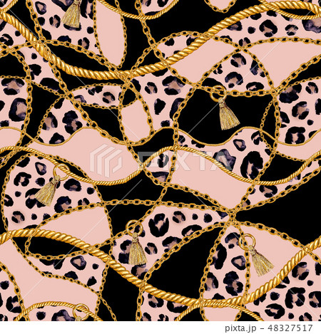 Golden chain glamour seamless pattern illustration 48327517