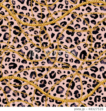 Golden chain glamour seamless pattern illustration 48327520