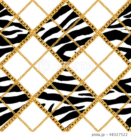 Golden chain glamour seamless pattern illustration 48327522