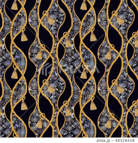 Golden chain glamour seamless pattern illustration 48328438