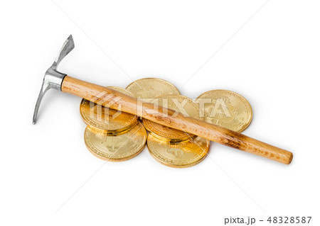 Pickaxe and bitcoins 48328587