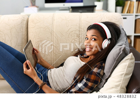 Black ordinary female designer workplace 48328832