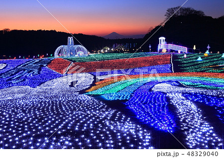 【千葉県】東京ドイツ村　イルミネーションと富士山 48329040