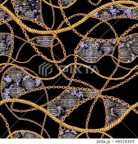 Golden chain glamour seamless pattern illustration 48329305