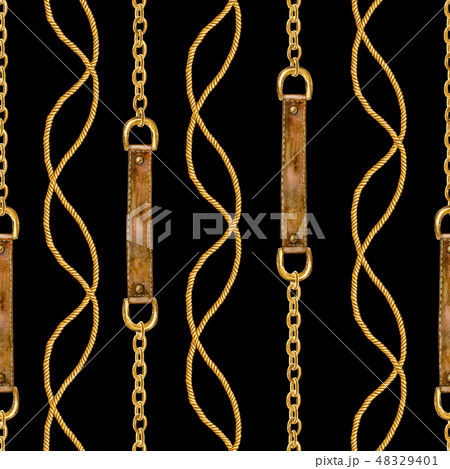 Golden chain glamour seamless pattern illustration Golden chain glamour seamless pattern illustration 48329401