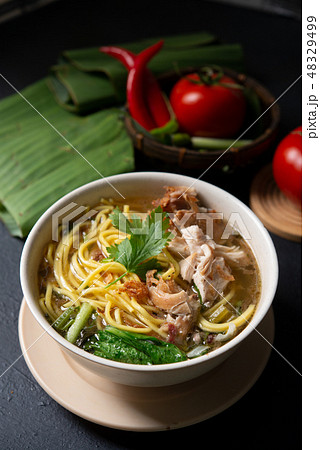 Soup noodles in bowl 48329499