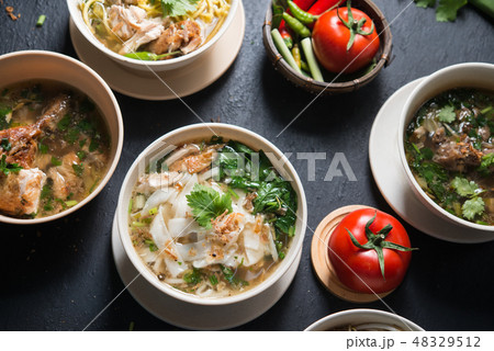 Noodles and soup. Noodles and soup. 48329512