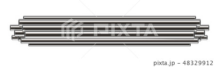 Creative vector illustration of steel, aluminum, copper, metal pipes, profile stack of tube, pvc 48329912