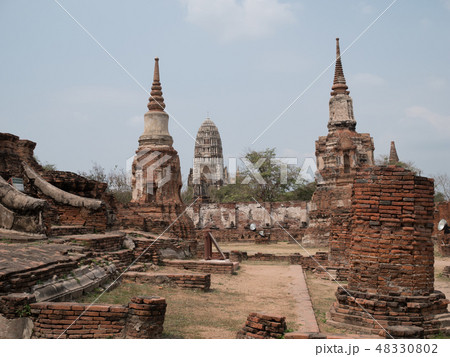 Ayutthaya temple ruins, Wat Maha That Ayutthaya as a world heritage site, Thailand. 48330802